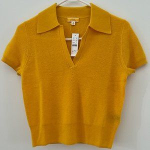 J.Crew I Featherweight Cashmere Collared Short-Sleeve Sweater